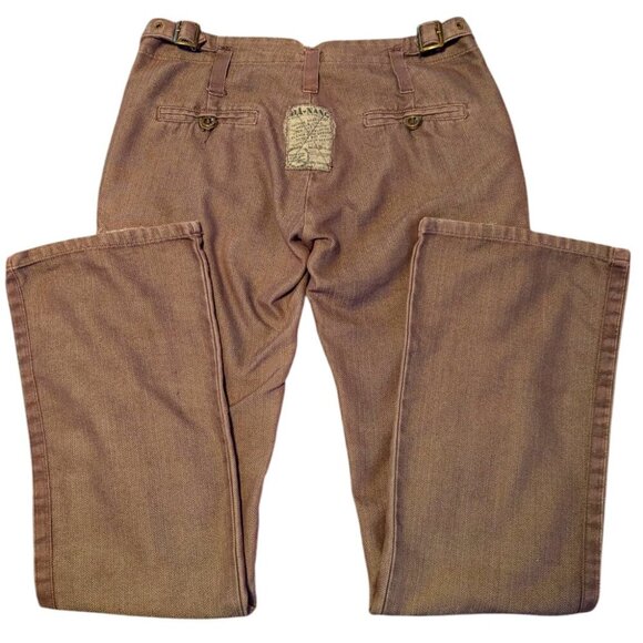Vintage Da Nang Pants Twill Side Buckle Brown Surplus Y2K Military Streetwear - Picture 1 of 9